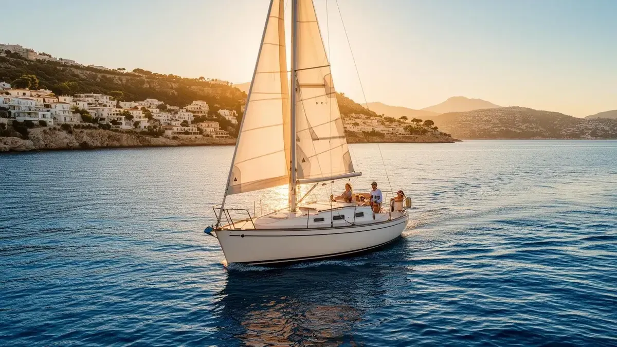 Day charter yacht cruising Mediterranean waters