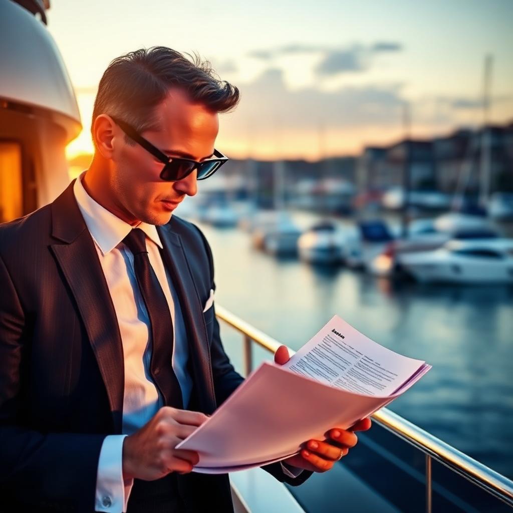 Yacht brokerage team collaborating over a superyacht listing