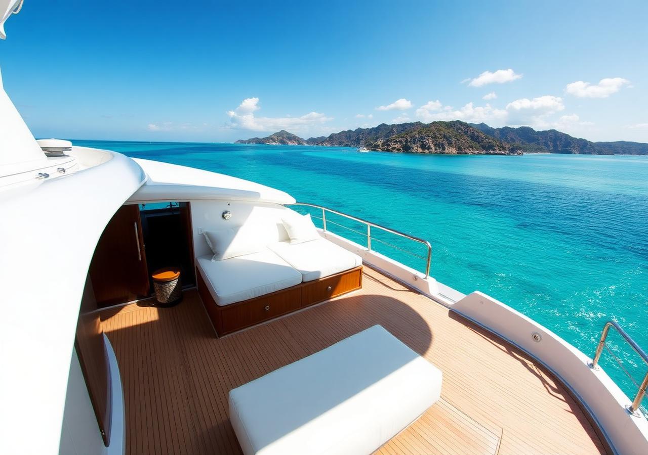 Charter guests relaxing on the sundeck of a luxury motor yacht